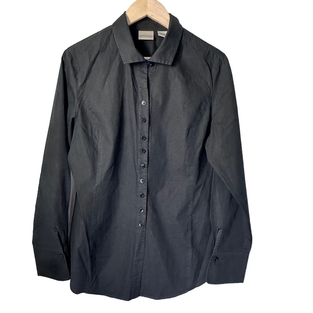 Paradox Black Long Sleeve Button Down Shirt Size 14